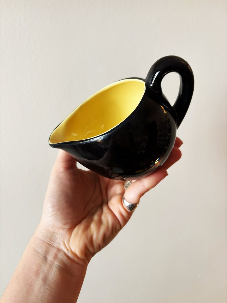 Yellow + Black Ceramic Milk Jug 
