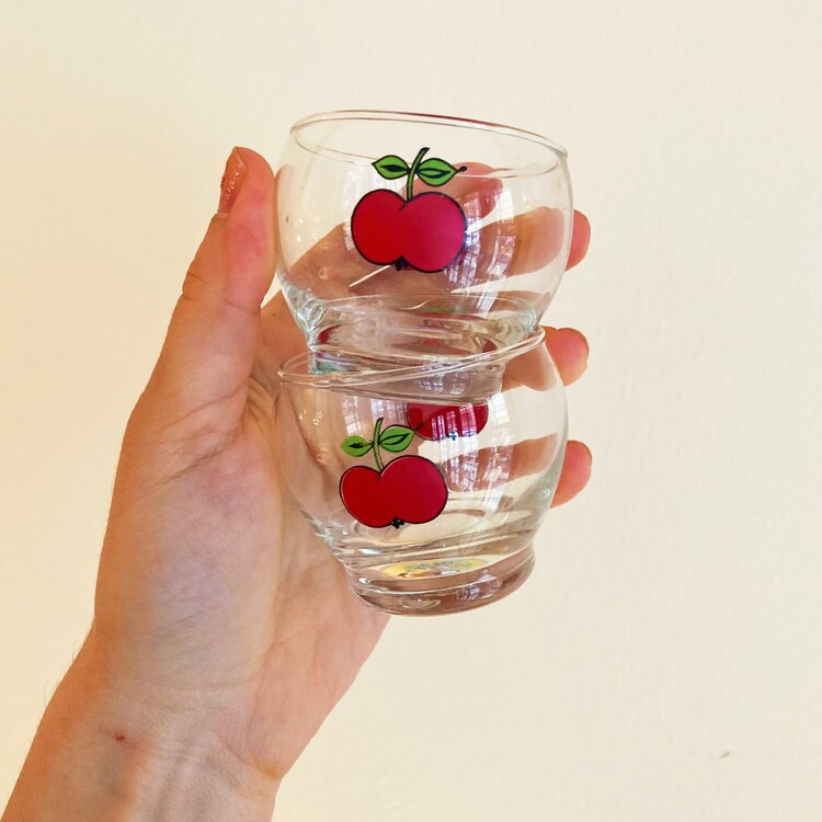70’s Handblown Red Apple Liquor Set