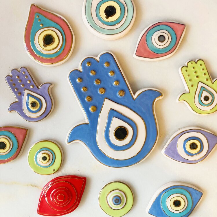 Handmade Ceramic Funky Evil Eye Wall Decor