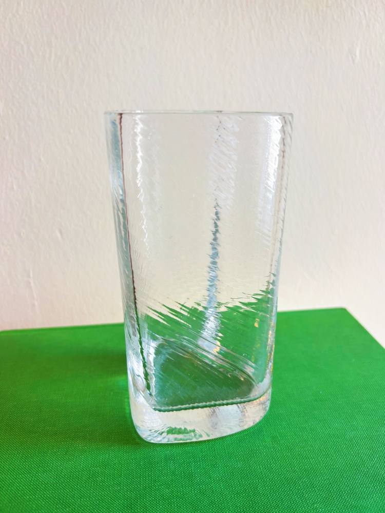 80’s Heart Shaped Clear Glass Vase 