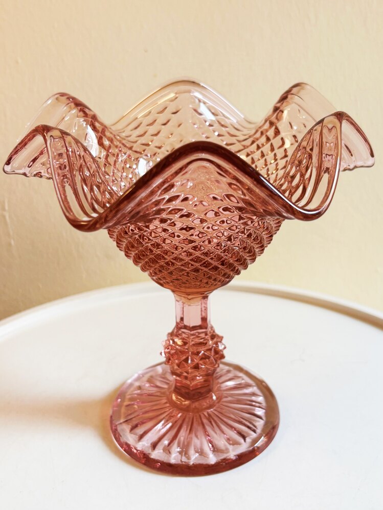 50’s Pink Ruffle Crystal Bowl