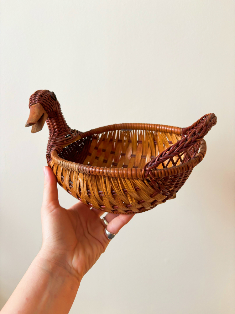 Handwoven Rattan Duck Basket