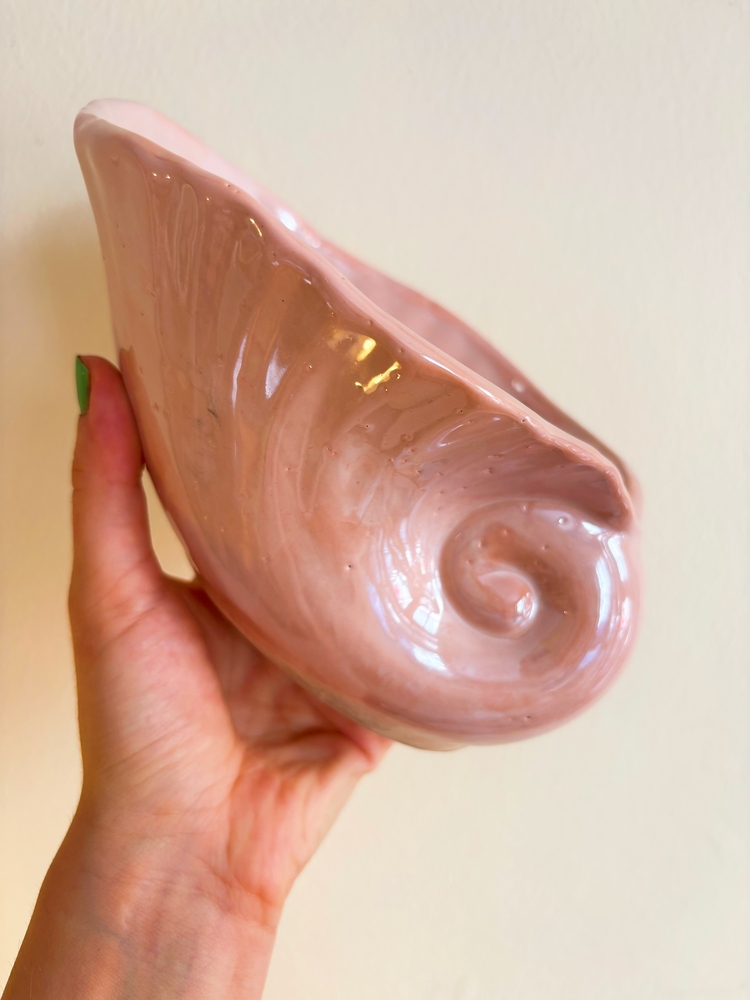 80’s Pink Iridescent Seashell Bowl 