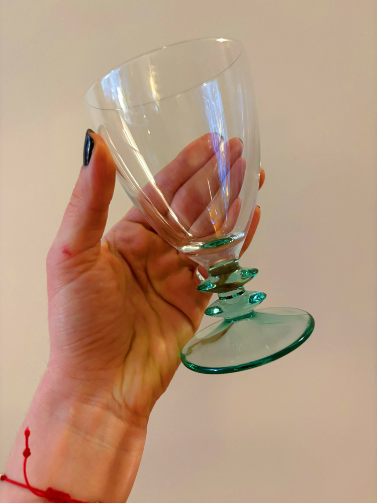 French Luminarc Goblets with Turquoise Stem 