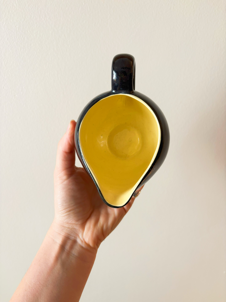 Yellow + Black Ceramic Milk Jug 