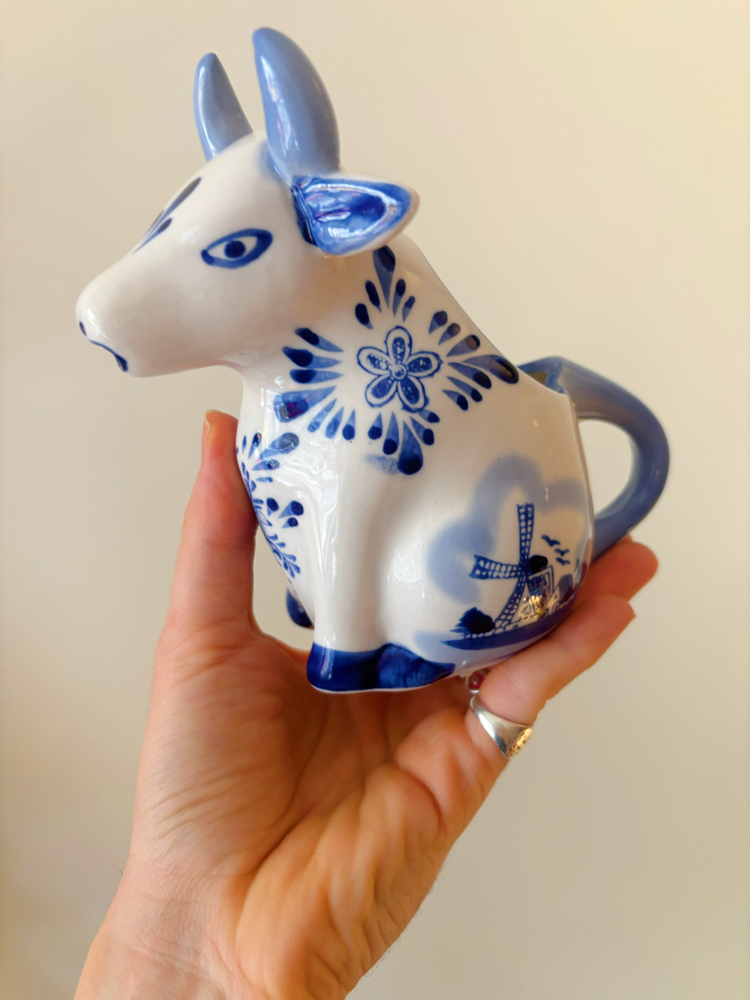 Dutch Delft Porcelain Cow Milk Jug