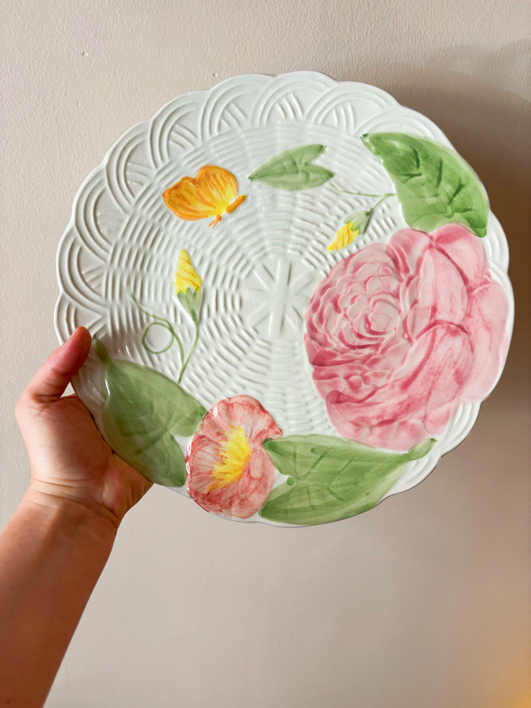 Italian Flower Embossed Ceramic Plates