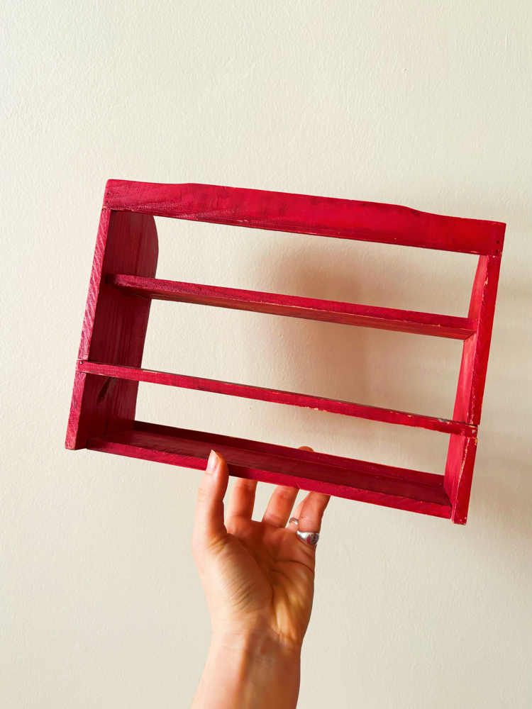 70’s Red Wooden Mini Kitchen Shelf 