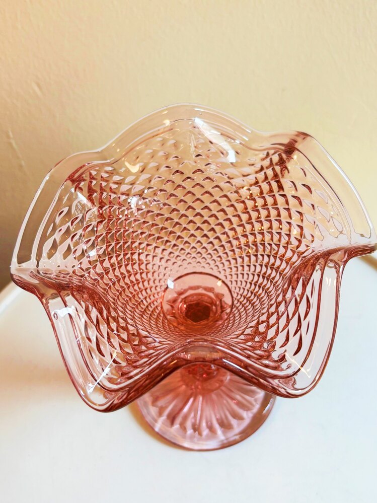 50’s Pink Ruffle Crystal Bowl