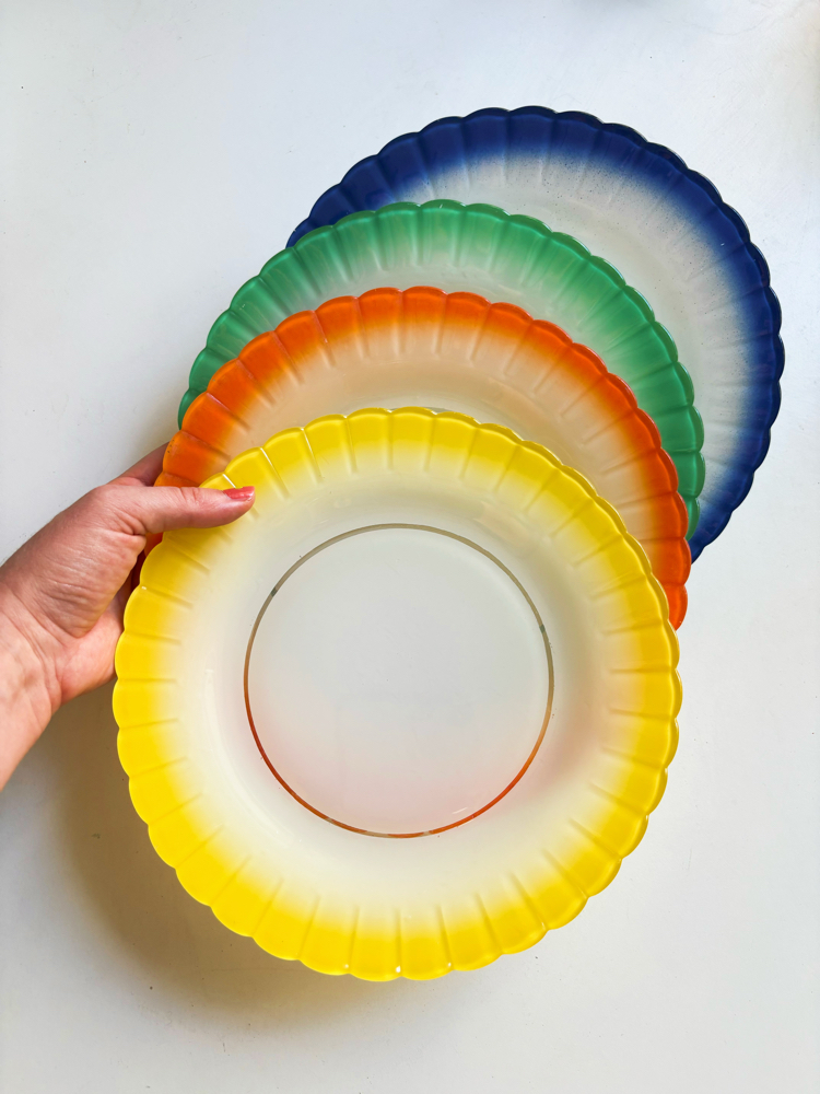 80’s French Duralex Colorful Daisy Plates