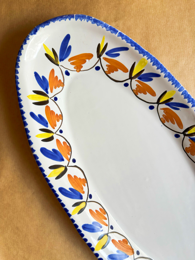 60’s French Hand Painted Ceramic Plate 