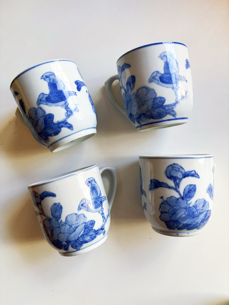 80’s Hand Painted Porcelain Mugs from China