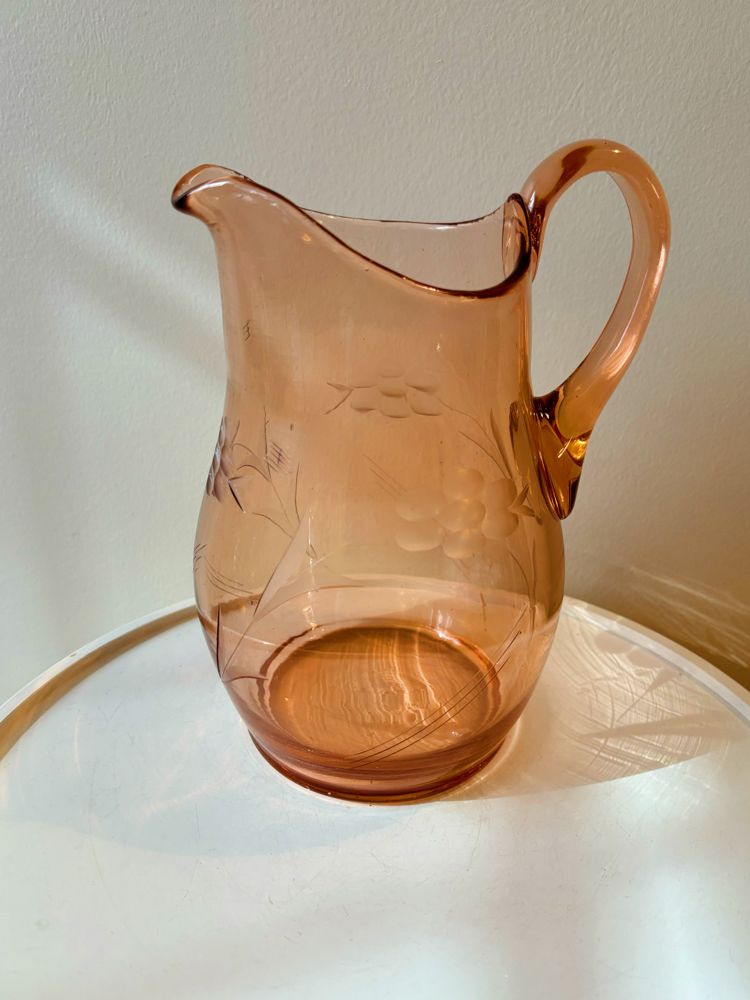 80’s Rose Pink Glass Jug