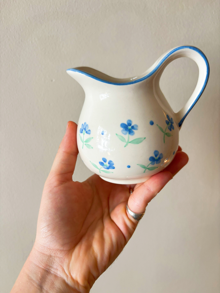 English Blue Floral Ceramic Milk Jug 
