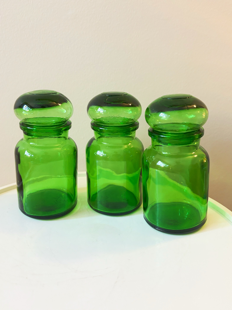 60’s Green Glass Bubble Jars 