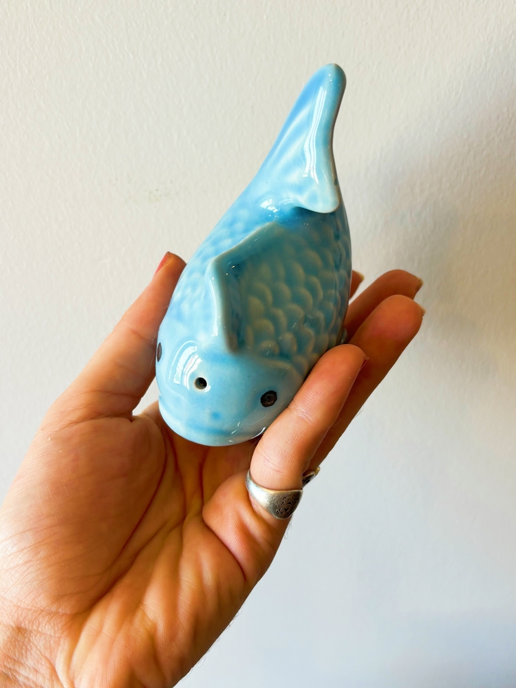 Blue Fish Ceramic Salt and Pepper Shakers 