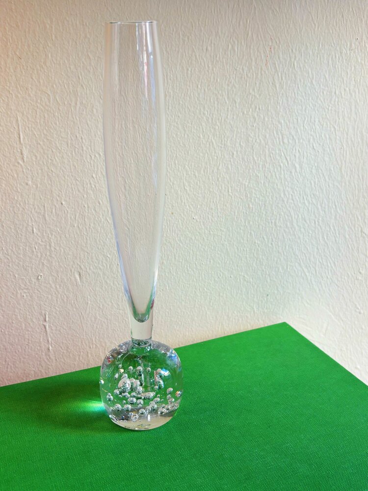 Hand Blown Bubble Glass Bud Vase 