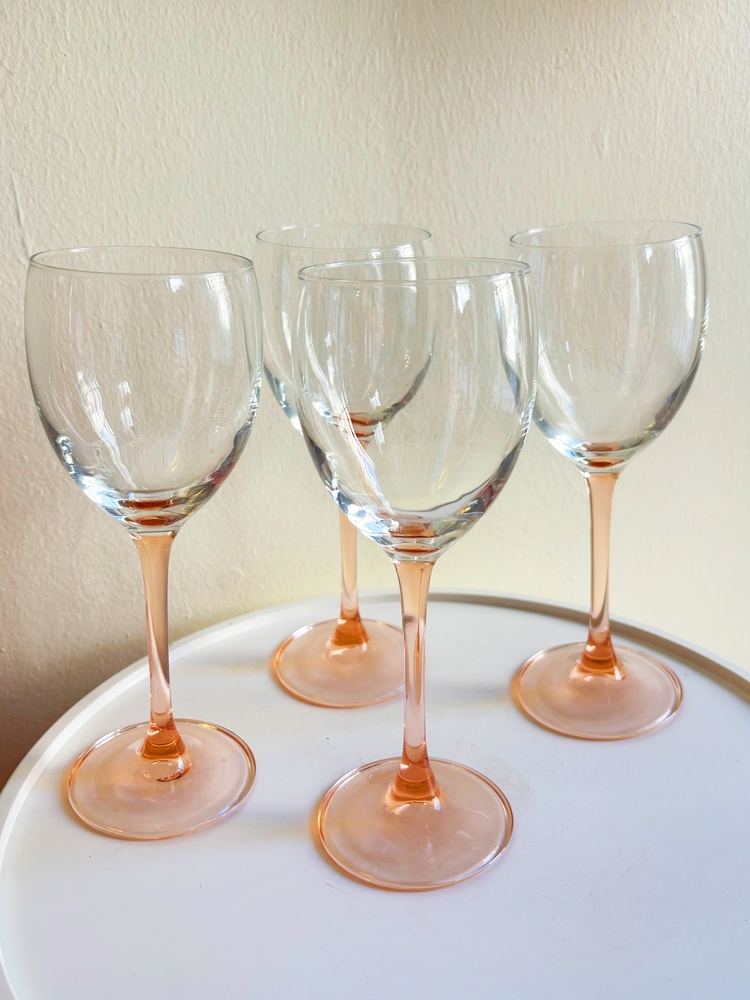 80’s French Pink Wine Glasses