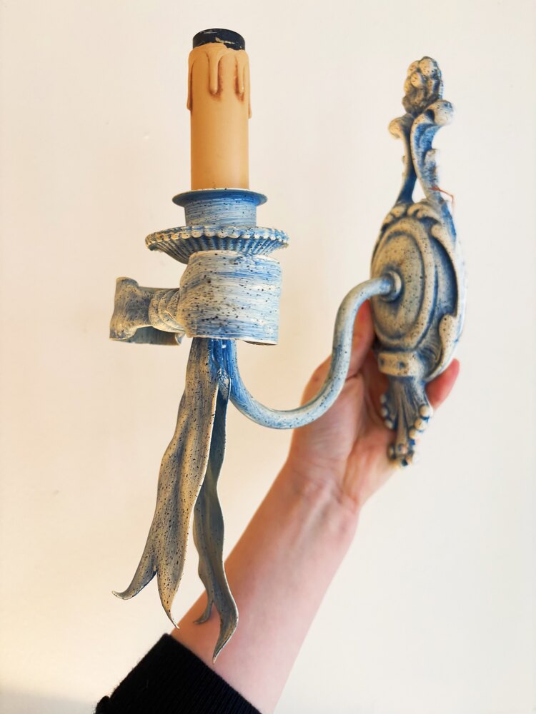 60’s Blue Ribbon Iron French Sconce 