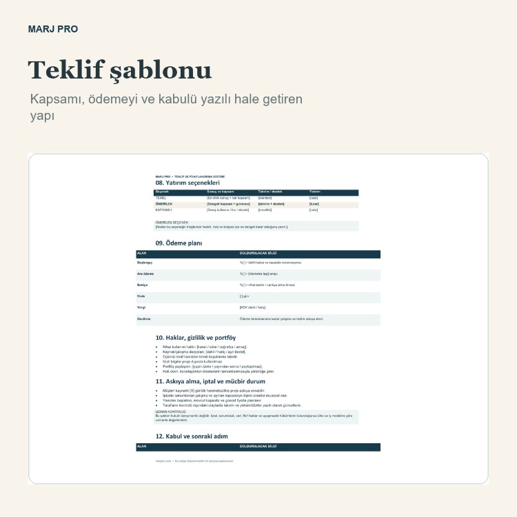 MARJ PRO — Teklif ve Fiyatlandırma Sistemi