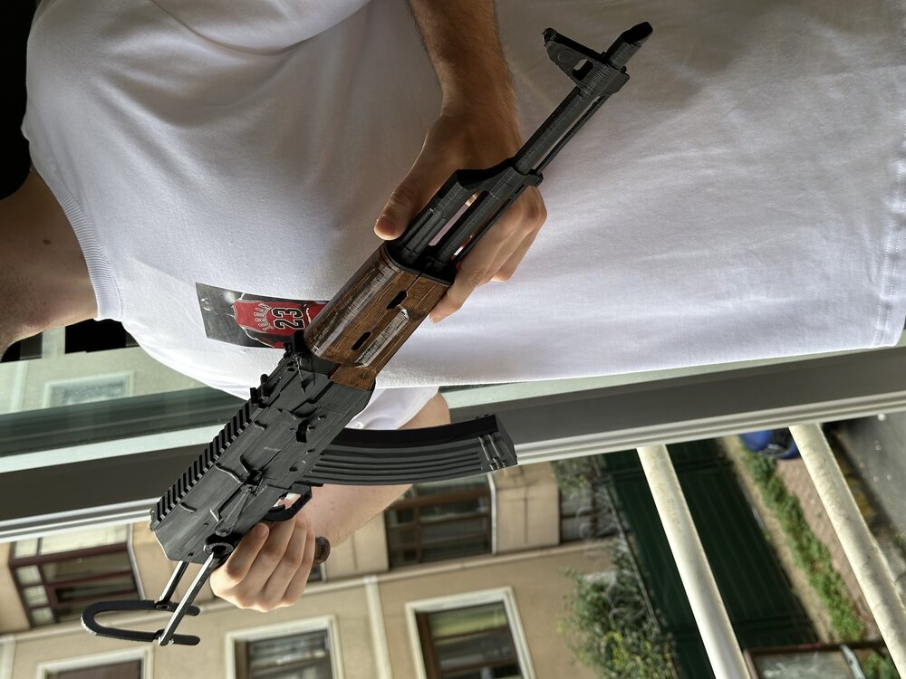 3D Baskı AK-47 Seyyar Dipçikli hareketsiz