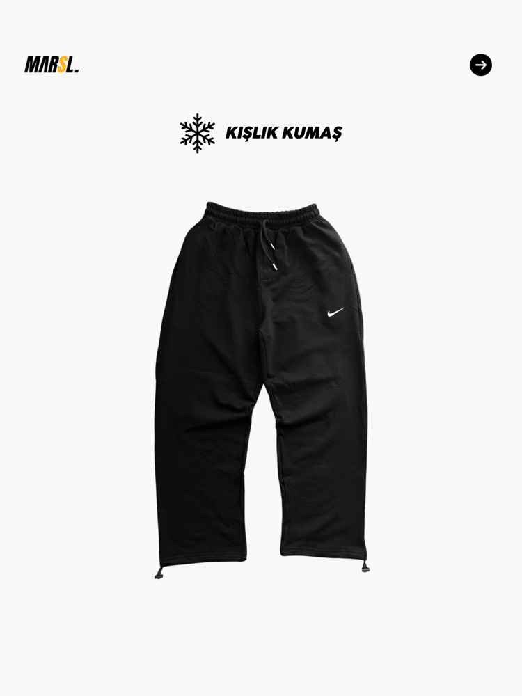 KIŞLIK NKE Vintage Baggy Siyah Tracksuit (Ayarlanabilir Paça Lastiği KIŞLIK KUMAŞ)