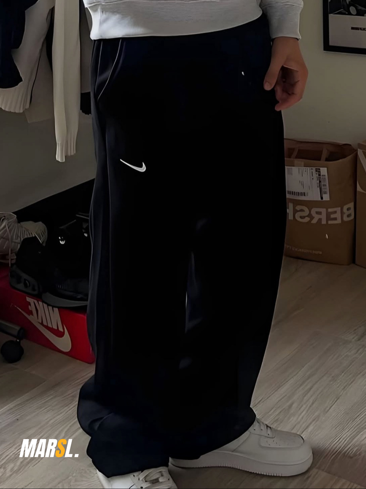 NKE Vintage Baggy Siyah Tracksuit (Ayarlanabilir Paça Lastiği MEVSİMLİK KUMAŞ)