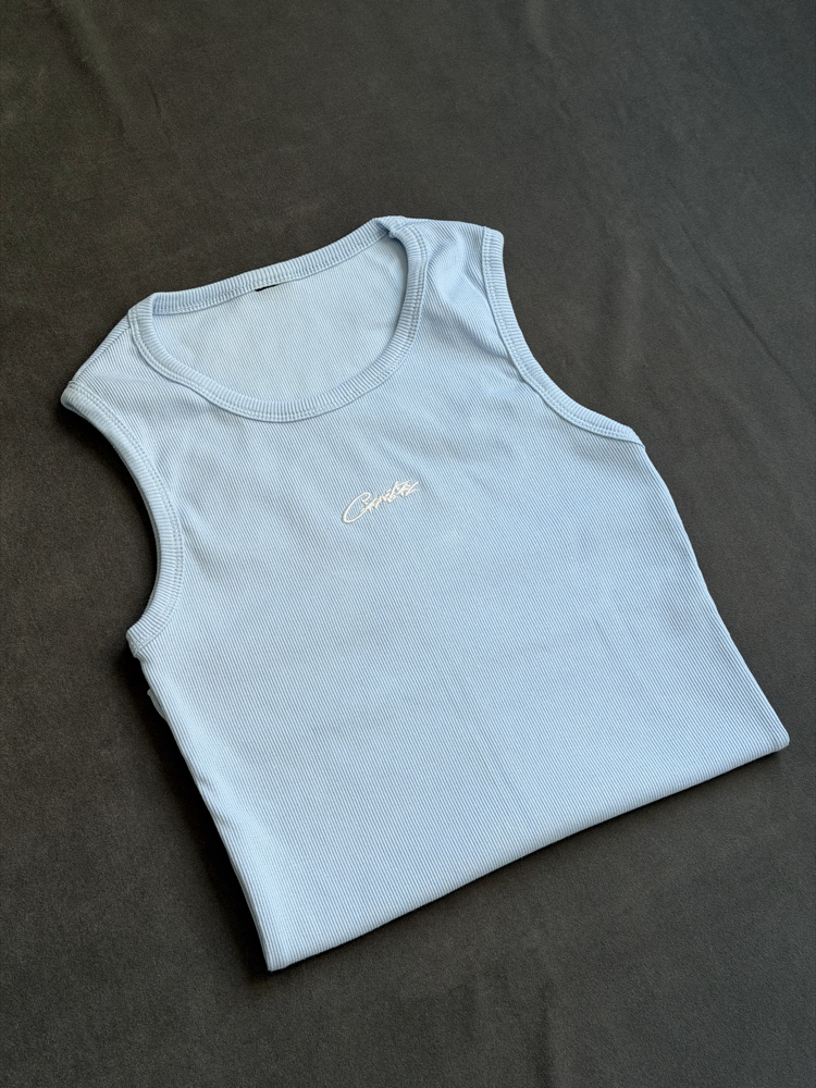 CRTZ Kabartma Nakışlı Tank Top Atlet Bebek Mavisi (1 Adet)