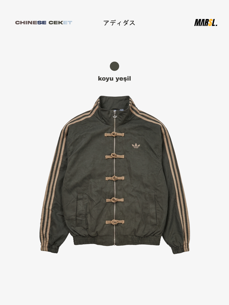 ADDS Chinese Vintage Oversize Koyu Yeşil Kadife Ceket