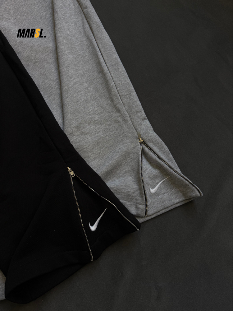 NKE Fermuarlı Vintage Baggy Gri Melanj Tracksuit 