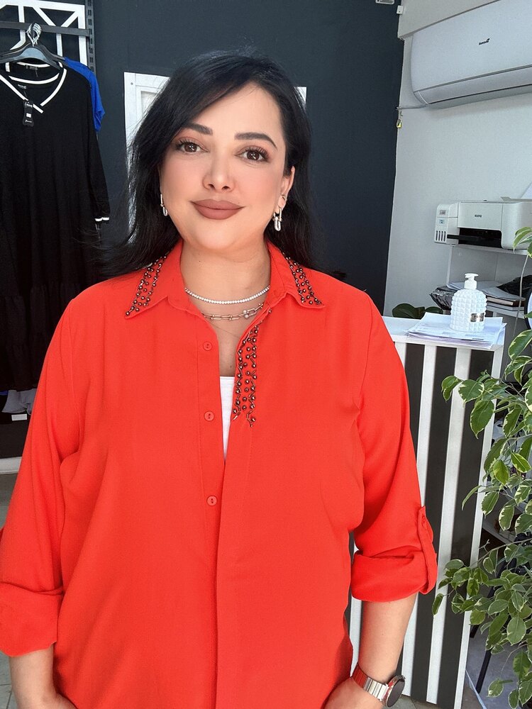 TURUNCU ŞIFON GÖMLEK