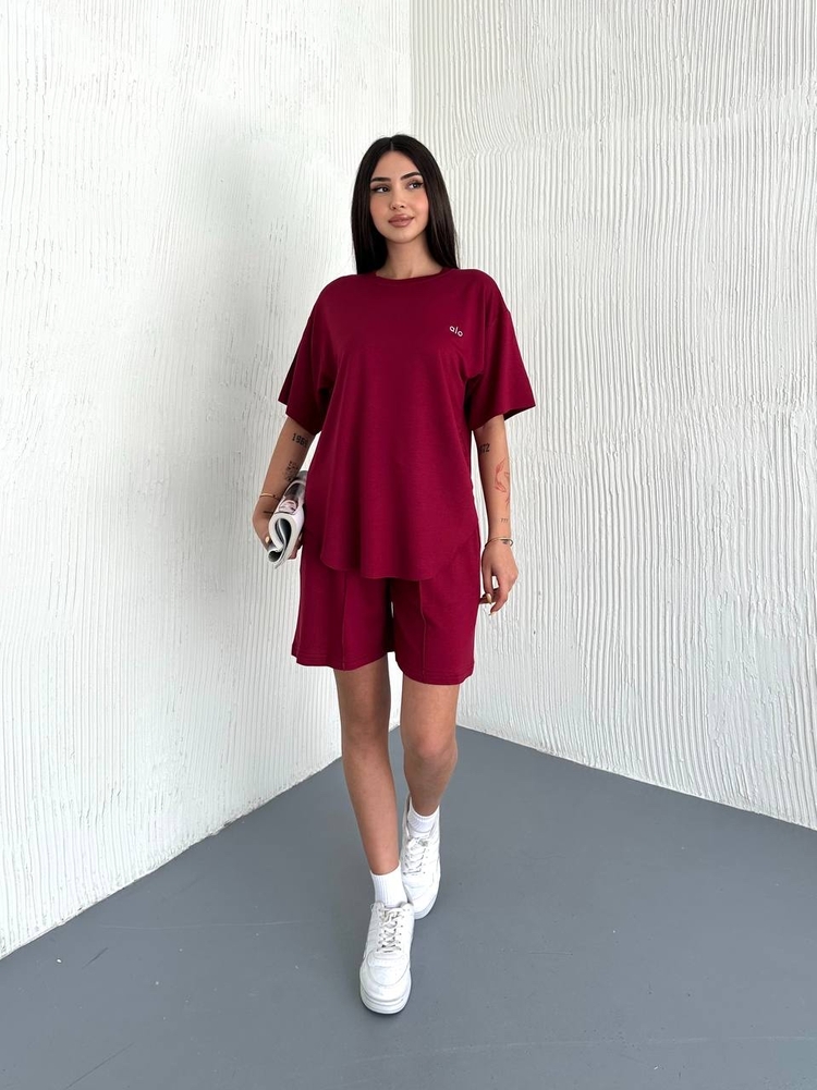 Bordo Şortlu Takım 