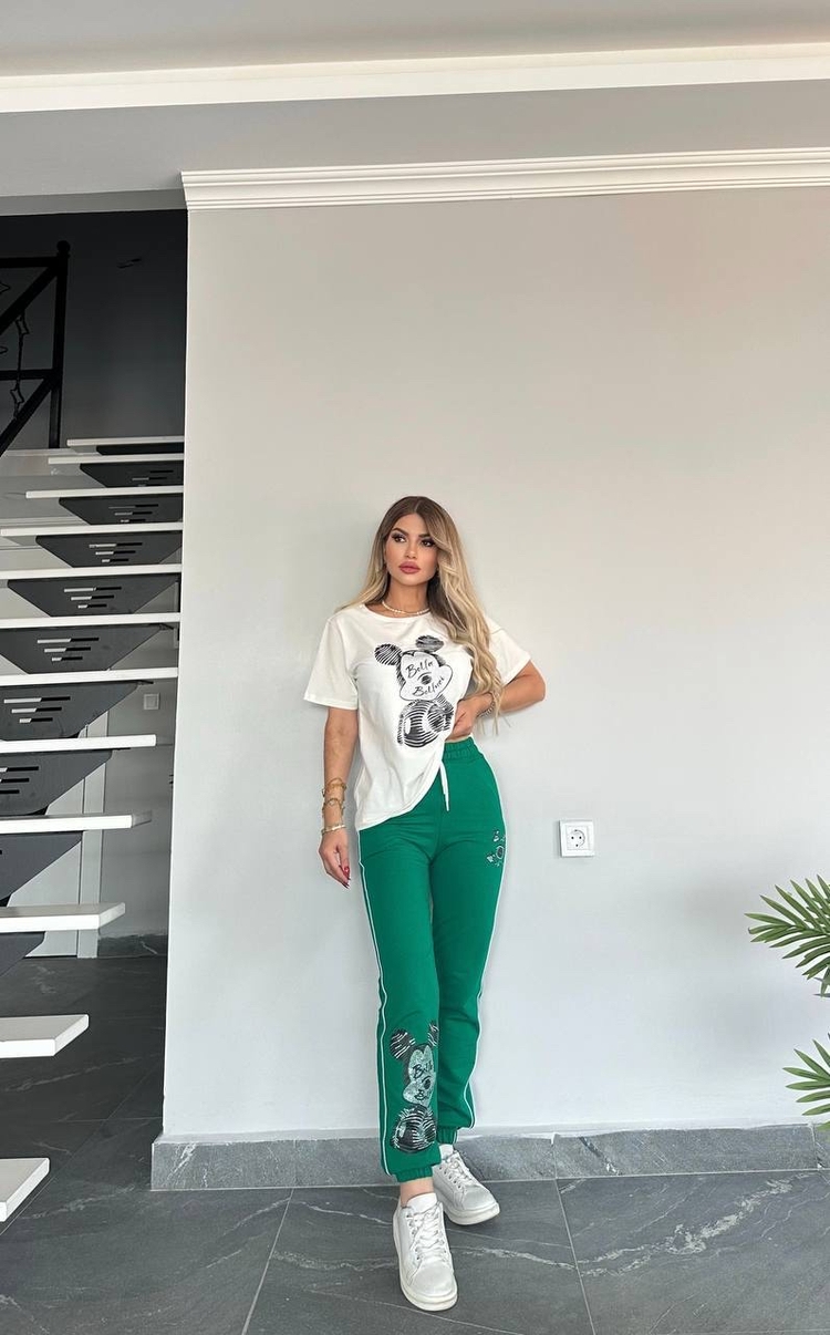 Taş detaylı Takım Yeşil