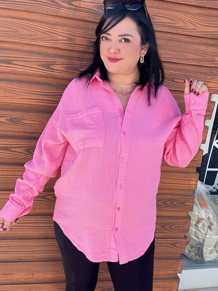 Müslin kumaş oversize gömlek 