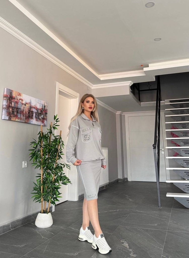 Bella Gri Etekli Takım
