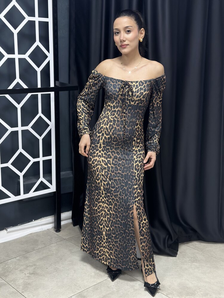 LEOPAR ELBİSE SANDY KUMAŞ