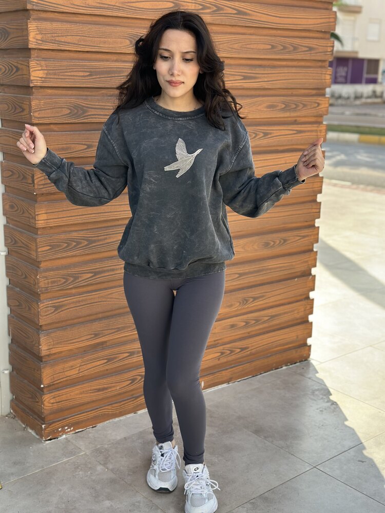 Eskitme detaylı Sweatshirt 