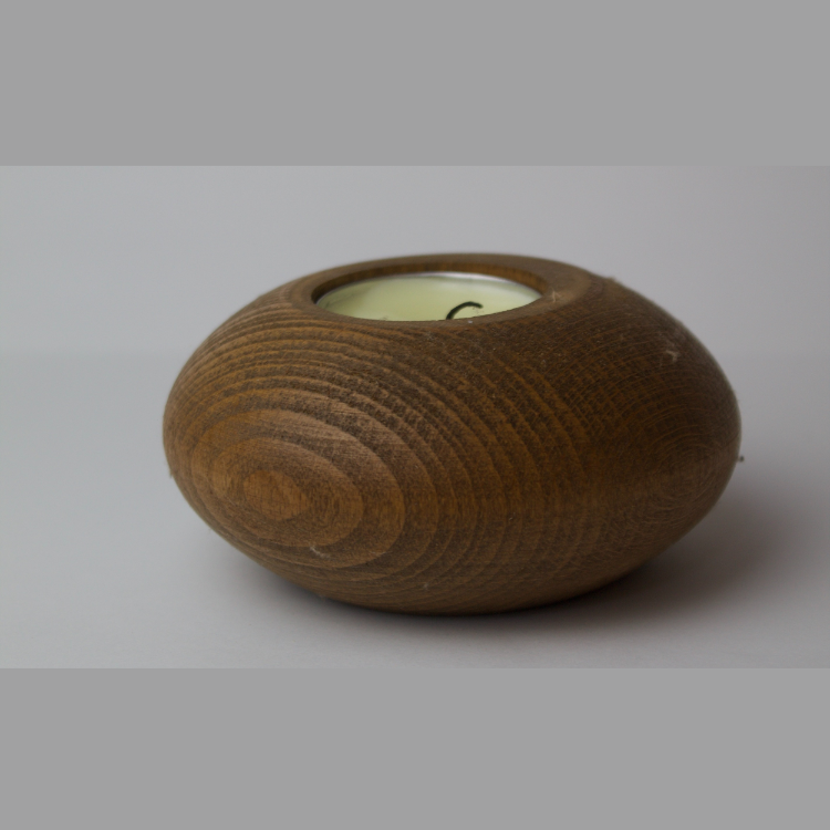 Oval Gürgen Ahşap Mumluk 3'lü Set
