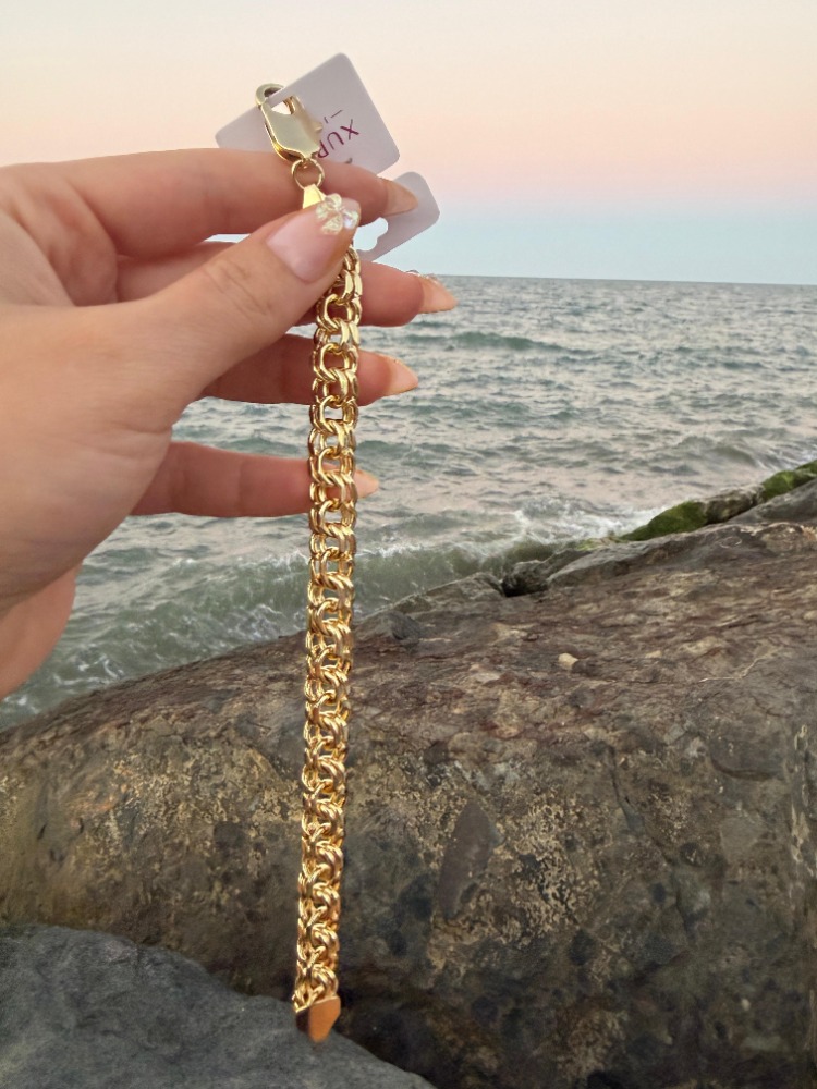 Gold Kalın Halka Örme Bileklik