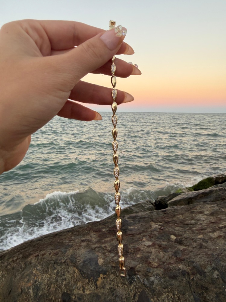 Gold Damla Model Taşlı Bileklik