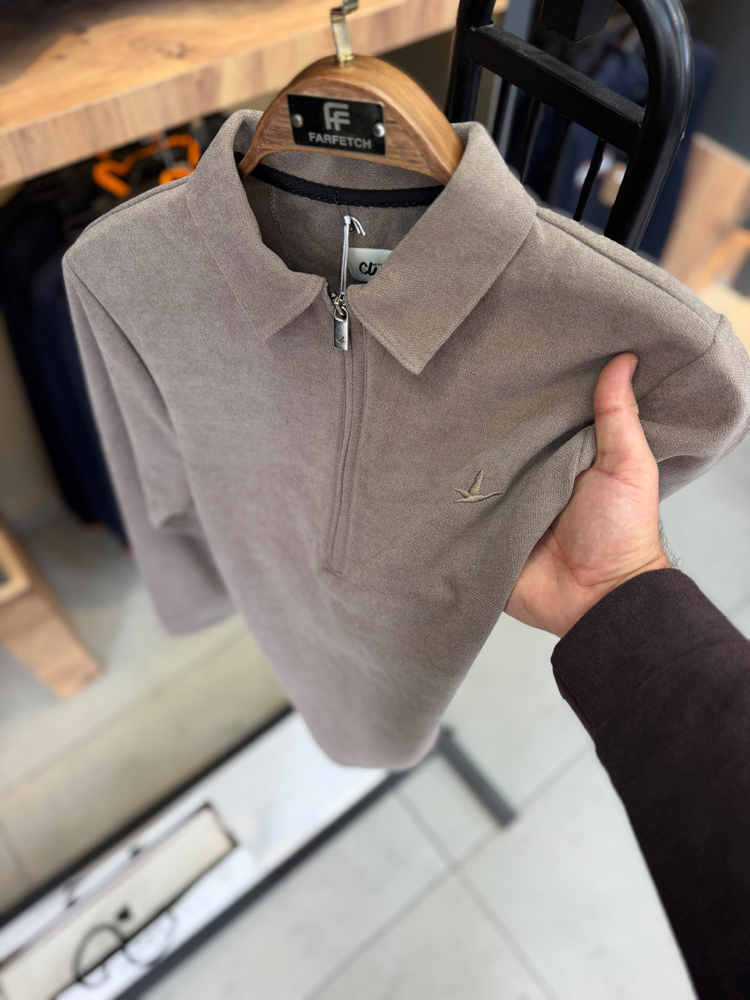 (İTHAL KUMAŞ) Yarım Fermuarlı Premium Sweat