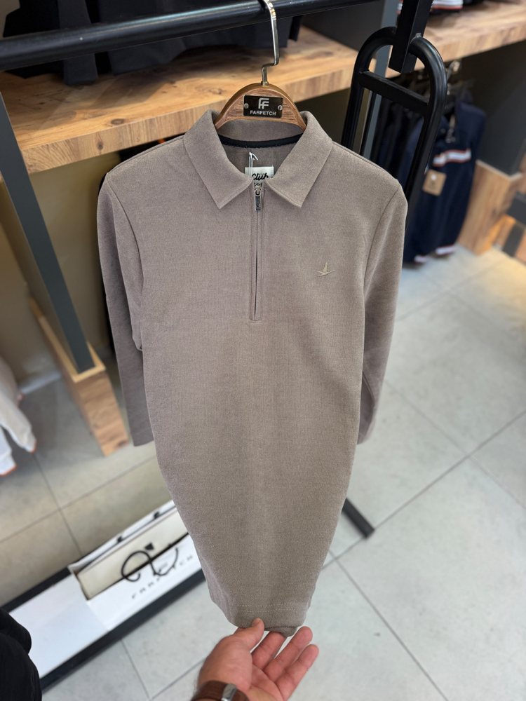 (İTHAL KUMAŞ) Yarım Fermuarlı Premium Sweat