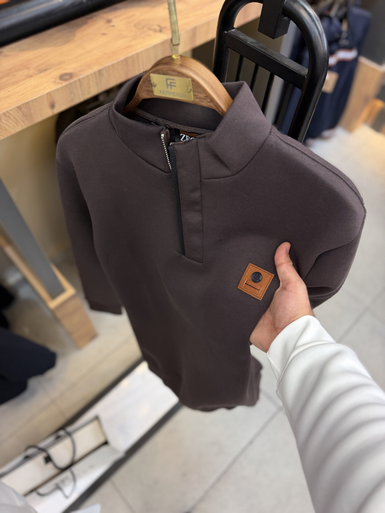 (İTHAL KUMAŞ)Yarım Fermuarlı Premıum Sweat