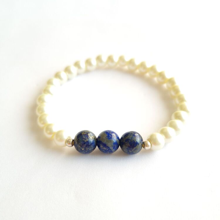lapis lazuli İnci bileklik 