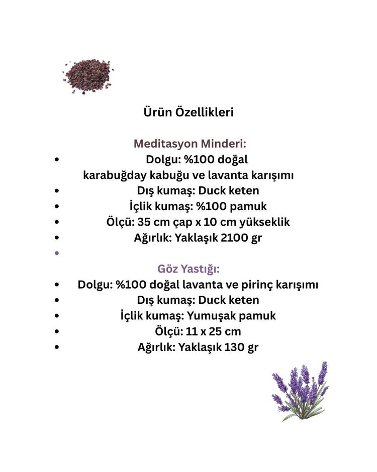 Sakral Çakra | Karabuğday Kabuklu Meditasyon Minderi & Lavantalı Göz Yastığı
