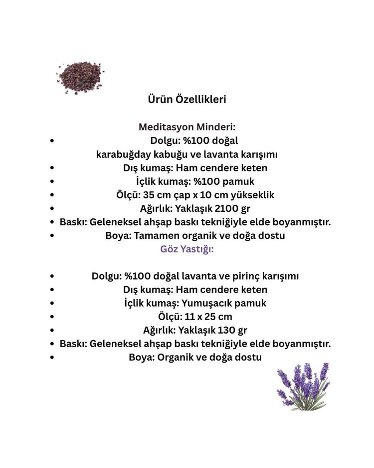 Sattva Meditasyon Minderi ve Göz Yastığı | 7 Çakra Ahşap Baskılı & Organik Boya