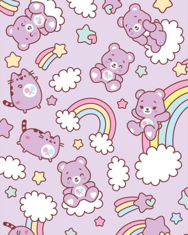 Sevimli Ayıcık ve Gökkuşağı Desenli Bilek Destekli Mousepad – Cute Pastel Mouse Pad