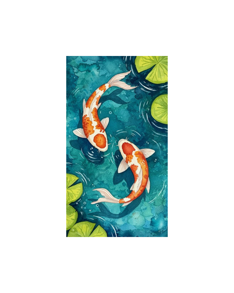 Japon Balığı Desenli Mousepad – Aesthetic Koi Fish Tasarımlı Mouse Pad, Masa Dekorasyonu