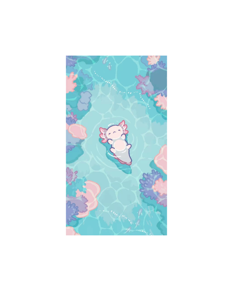 Sevimli Aksolotl Desenli Mousepad – Kawaii Aesthetic Mouse Pad, Pastel Masa Aksesuarı