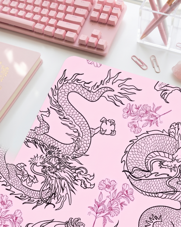 Ejderha Desenli Mousepad – Aesthetic Dragon Mouse Pad, Japon Tarzı Sanatsal Masa Aksesuarı